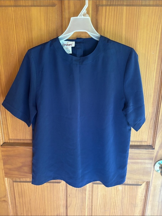 Worthington Tops - Worthington Navy Short-Sleeve Crewneck Top